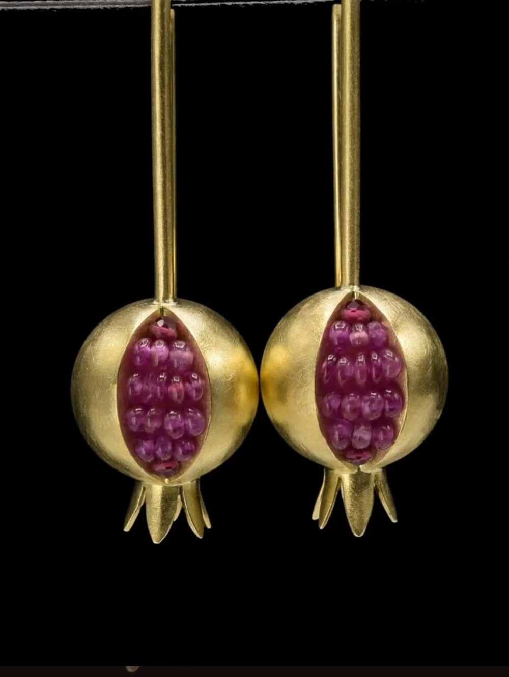 NWT 18k Gold plated  and Garnets Biblical  Pomegranats, Earrings.